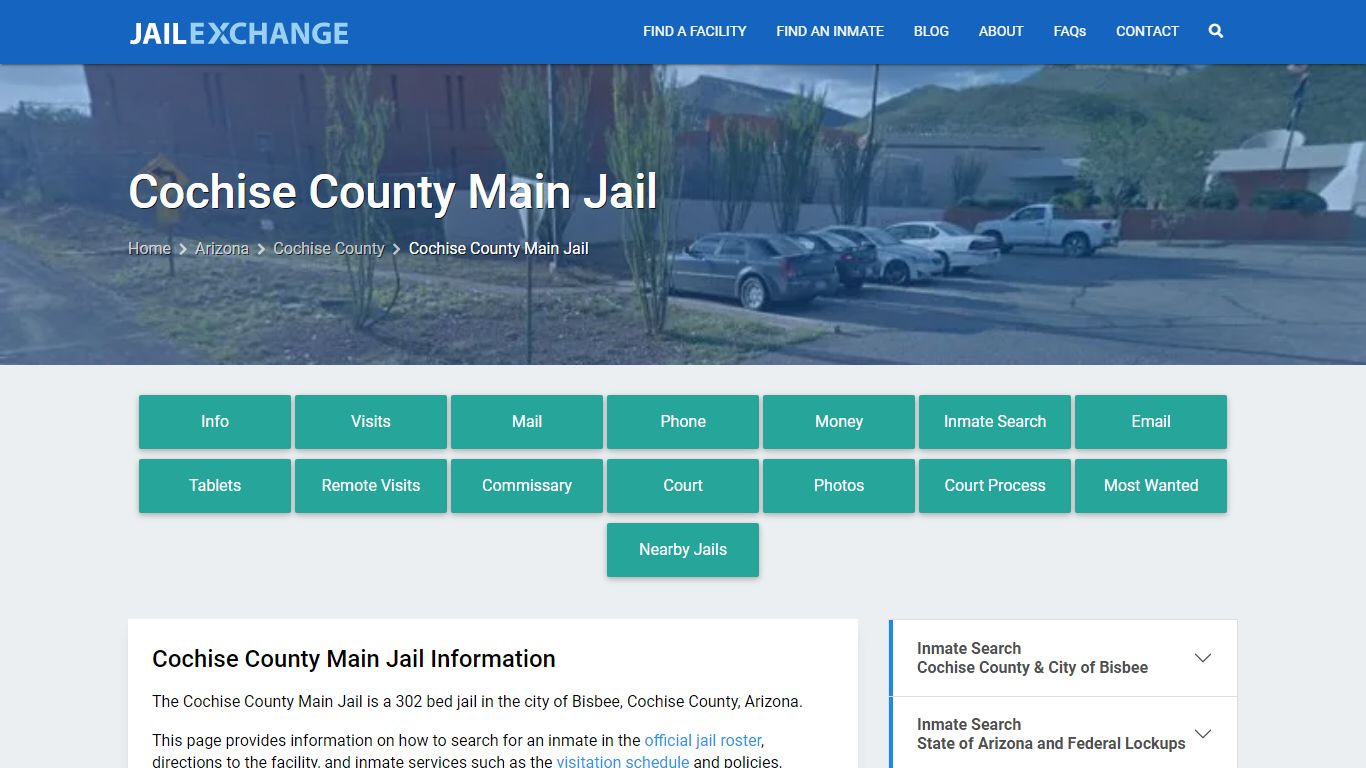 Cochise County Main Jail, AZ Inmate Search, Information